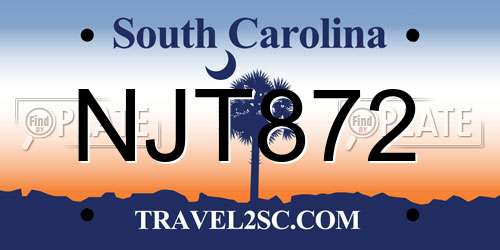 NJT872 South Carolina License Plate