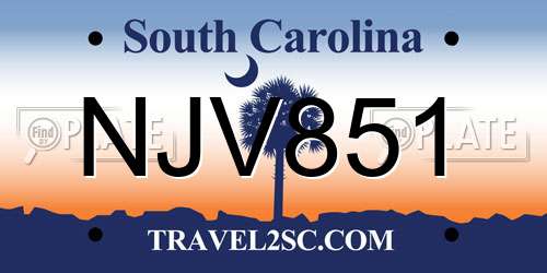 NJV851 South Carolina License Plate