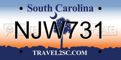 NJW731 South Carolina License Plate