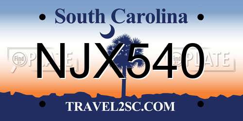 NJX540 South Carolina License Plate
