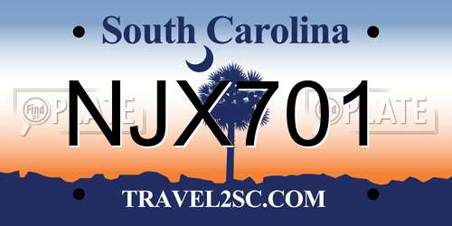 NJX701 South Carolina License Plate