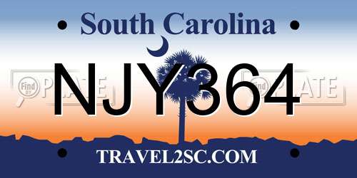 NJY364 South Carolina License Plate