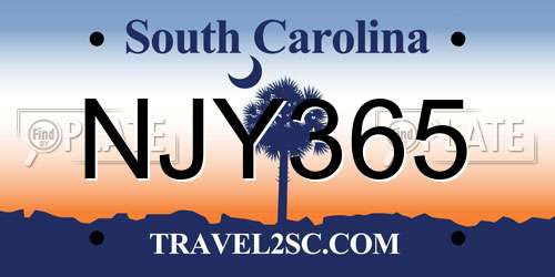NJY365 South Carolina License Plate