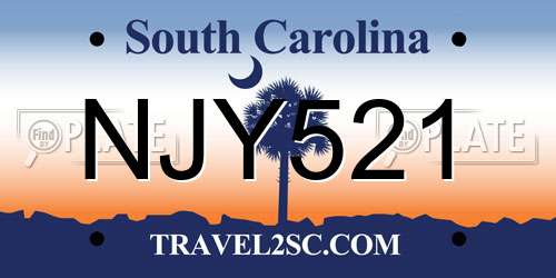 NJY521 South Carolina License Plate