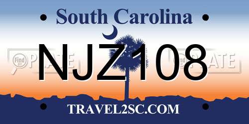 NJZ108 South Carolina License Plate