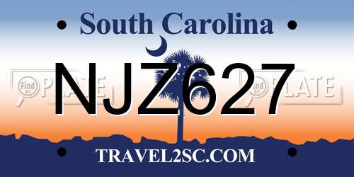 NJZ627 South Carolina License Plate