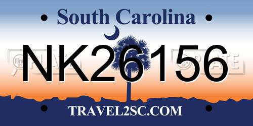NK26156 South Carolina License Plate