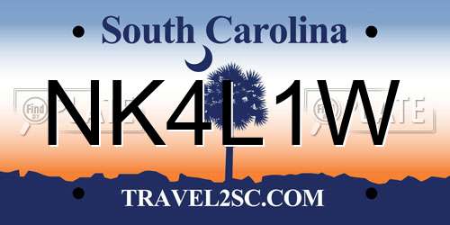 NK4L1W South Carolina License Plate