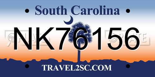 NK76156 South Carolina License Plate