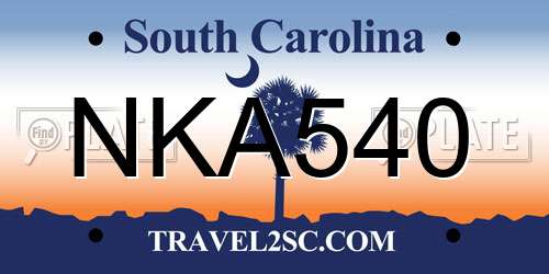NKA540 South Carolina License Plate