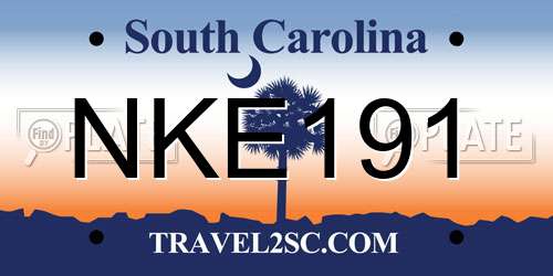 NKE191 South Carolina License Plate