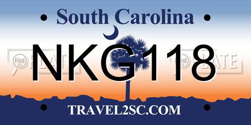 NKG118 South Carolina License Plate