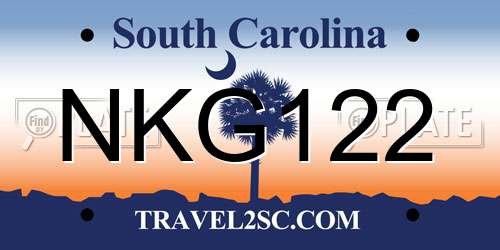 NKG122 South Carolina License Plate