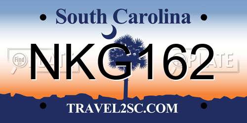 NKG162 South Carolina License Plate