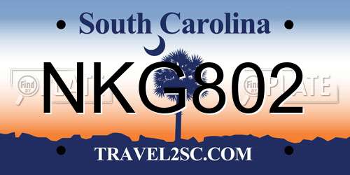 NKG802 South Carolina License Plate