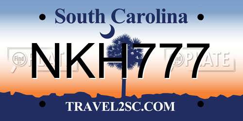 NKH777 South Carolina License Plate