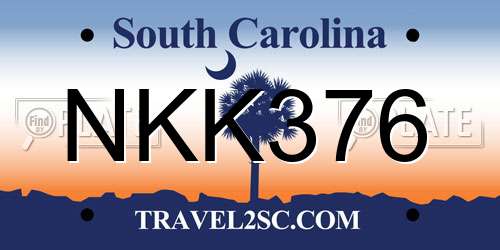 NKK376 South Carolina License Plate