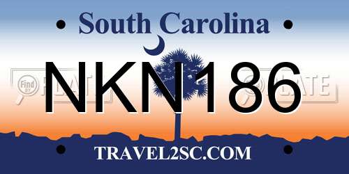 NKN186 South Carolina License Plate