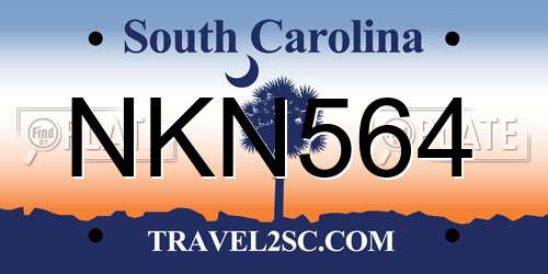 NKN564 South Carolina License Plate