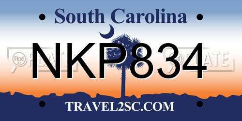NKP834 South Carolina License Plate