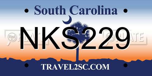 NKS229 South Carolina License Plate