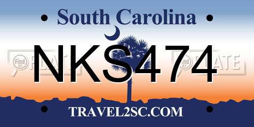 NKS474 South Carolina License Plate