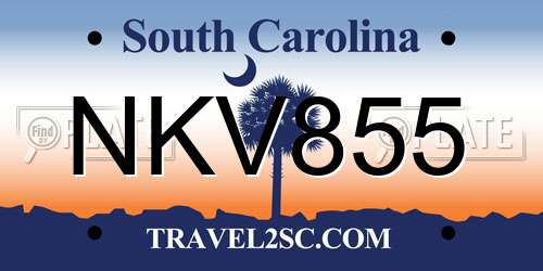 NKV855 South Carolina License Plate
