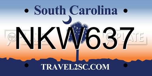 NKW637 South Carolina License Plate