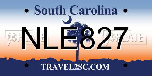 NLE827 South Carolina License Plate