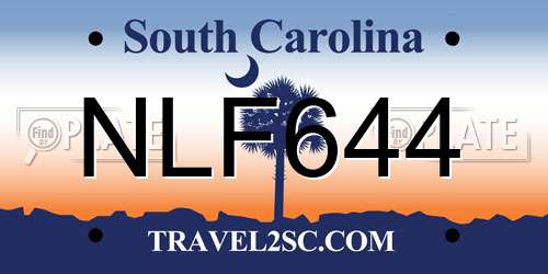 NLF644 South Carolina License Plate