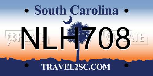 NLH708 South Carolina License Plate
