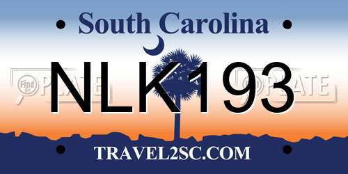 NLK193 South Carolina License Plate