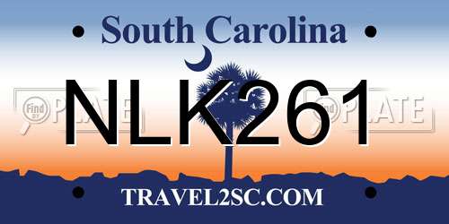 NLK261 South Carolina License Plate