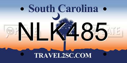 NLK485 South Carolina License Plate