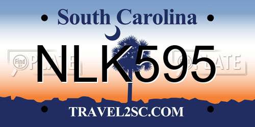 NLK595 South Carolina License Plate