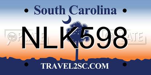 NLK598 South Carolina License Plate