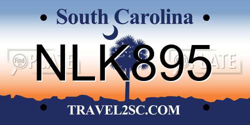 NLK895 South Carolina License Plate