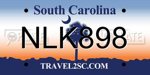 NLK898 South Carolina License Plate