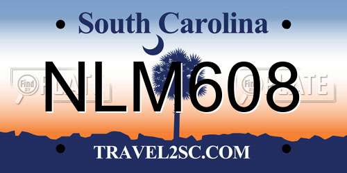 NLM608 South Carolina License Plate