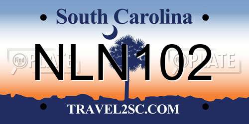 NLN102 South Carolina License Plate