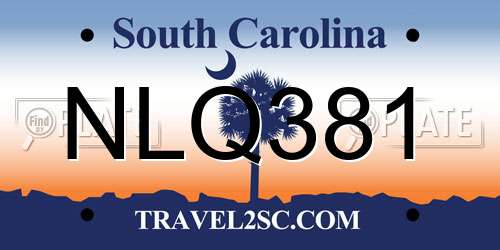 NLQ381 South Carolina License Plate