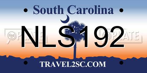 NLS192 South Carolina License Plate