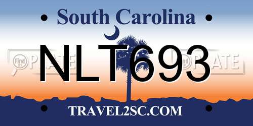 NLT693 South Carolina License Plate