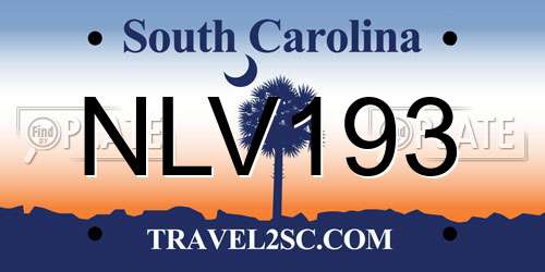 NLV193 South Carolina License Plate