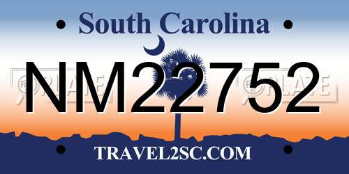 NM22752 South Carolina License Plate