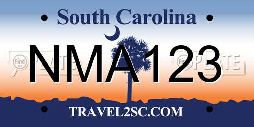 NMA123 South Carolina License Plate