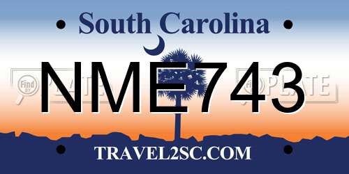 NME743 South Carolina License Plate