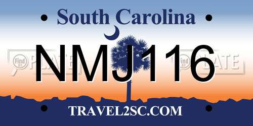 NMJ116 South Carolina License Plate