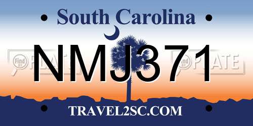 NMJ371 South Carolina License Plate