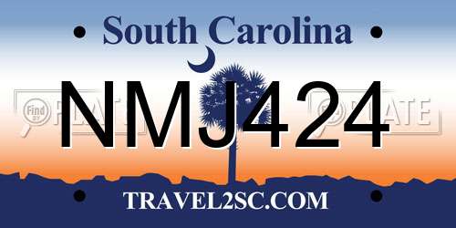 NMJ424 South Carolina License Plate